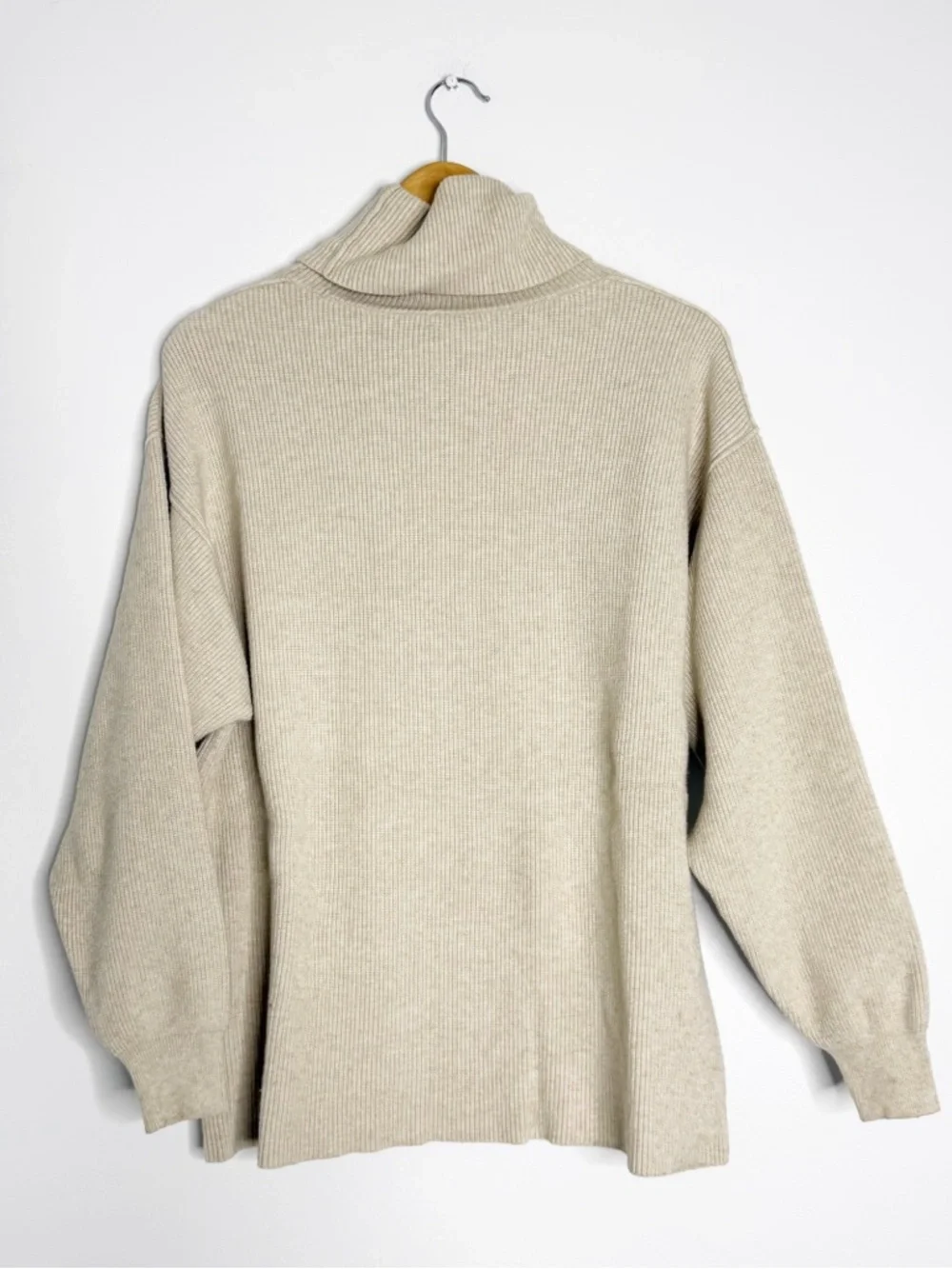 Free People Softly Structured Tunic Sweater Small Ribbed Turtleneck Cream